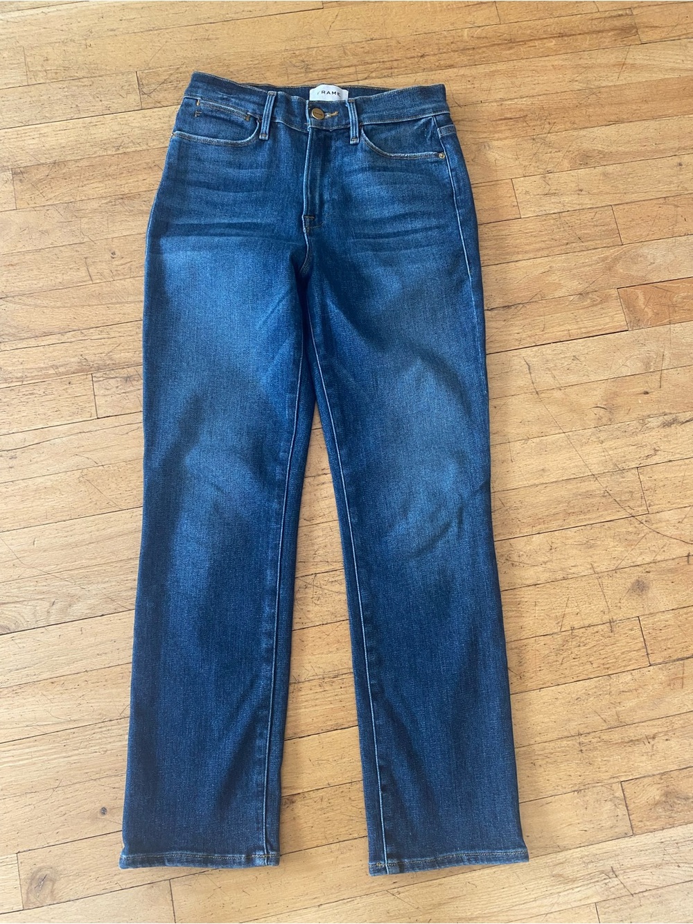 Frame le high straight jeans. Size 27. Inseam about 28 inches.